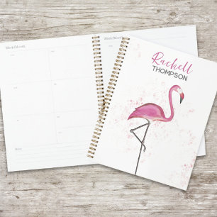 Einfach stilvoll Chic Pink Flamingo Watercolor Planer