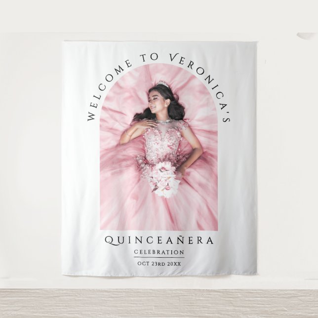 Einfach, stilvoll in Weiß mit klassischem Foto Wandteppich (Vorderseite)