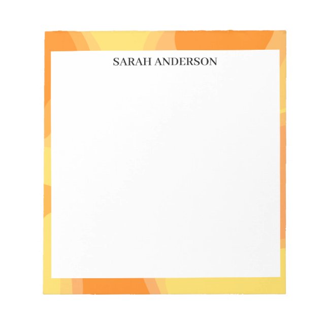 EINFACH STILVOLL MODERN INDIVIDUELLER NAME ORANGE  NOTIZBLOCK (Vorderseite)