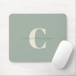 Einfach Stilvolle Chic Monogram Name in Sage Green Mousepad<br><div class="desc">Einfache,  stilvolle Chic Monogram Name in Sage Green Mouse Pad</div>
