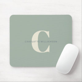 Einfach Stilvolle Chic Monogram Name in Sage Green Mousepad
