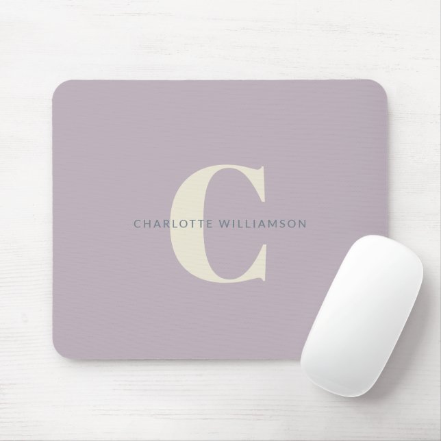Einfach stilvoller Chic Monogram Name in Dusty Lil Mousepad (Mit Mouse)