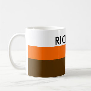 Einfach Streifen braun orange + Ihr Name / Ideen Kaffeetasse