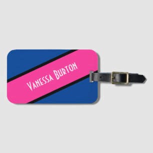 Einfach Streifen pink + Ihr Backgr. Name Gepäckanhänger