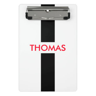 Einfach Streifen schwarz + Ihr Name / Ideen Mini Klemmbrett