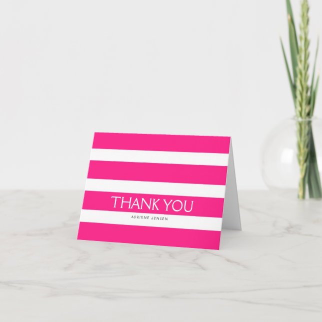Einfach Streifen Vielen Dank Note Card / Pink Dankeskarte (Vorderseite)