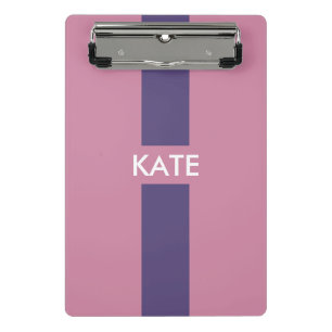Einfach Stripes dunkle lila + Ihr Name / Ideen Mini Klemmbrett