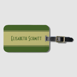 Einfach Stripes khaki grün + Ihr Backgr. Name Gepäckanhänger