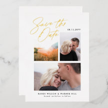 Einfach & Stylisch Drei Fotos Save-the-Date-Karte