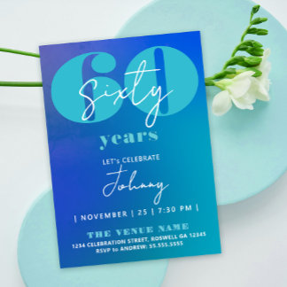 Einfach Stylisch Lustig Blau Weiß 60. Fette Typogr Einladung