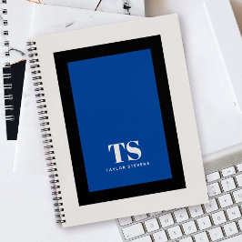 Einfach stylischer Monogram Farbblock Blau Notizbuch