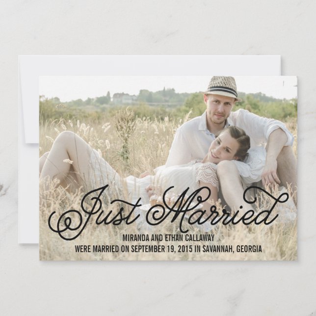 Einfach süße Hochzeitsankündigung - Schwarz Einladung (Vorderseite)