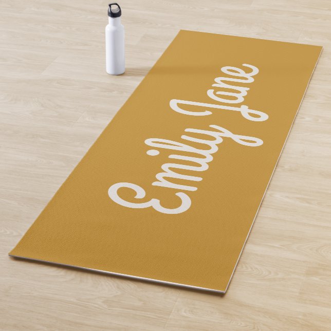 Einfach süße, personalisierte Senfgelb-Schrift Yogamatte (Beispiel)