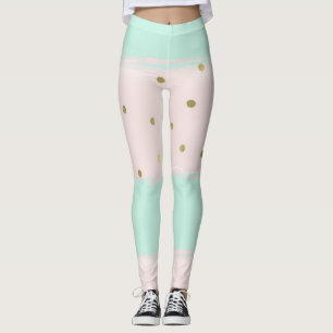 Einfach Sweet Peach Mint Gold Streifen Confetti Leggings