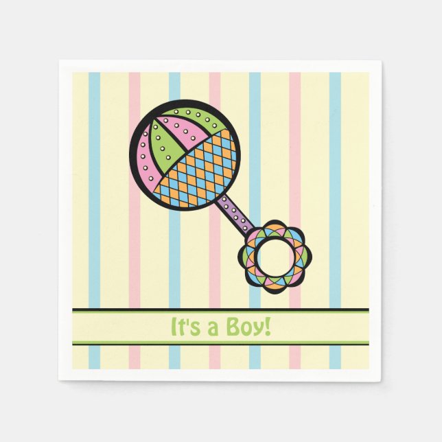 Einfach Sweet Rattle Baby Shower Napkins Serviette (Vorderseite)