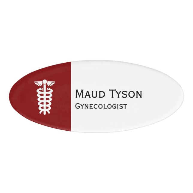 Einfach Symbole - Rod of Asclepius + Ihre Ideen Namenschild (Vorderseite)