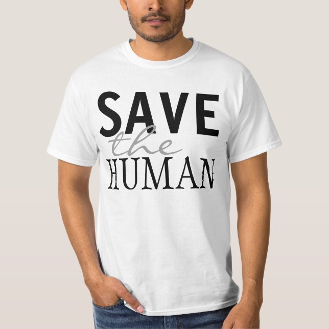 Einfach Textdesign "RETT den MENSCHEN" T-Shirt (Vorderseite)