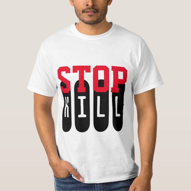 Einfach Textdesign "STOP KILL" T-Shirt (Vorderseite)