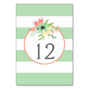 Einfach Tischnummer Tafelkarten mit Blumen und Str