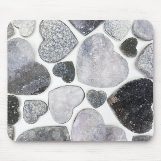 Einfach trendy Schwarz-weiß Crystal Herzmuster Mousepad (Vorne)
