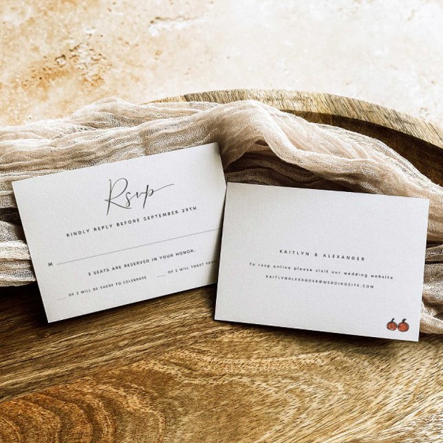 einfach | Two Guest Count Wedding RSVP Karte (Von Creator hochgeladen)