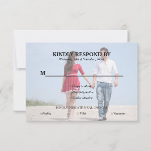 Einfach Typografisches Foto Hochzeit RSVP-Karte RSVP Karte