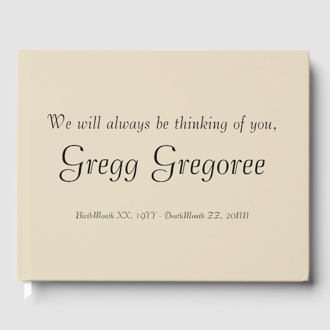 Einfach und anständig Beileid Gästebuch (Vorderseite)