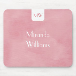 Einfach und Chic erröten rosa Monogramm mit Namen Mousepad