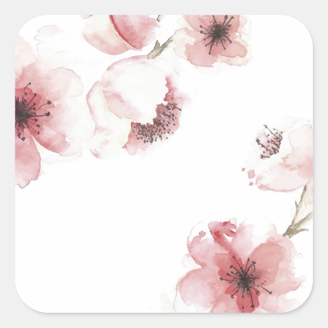 Einfach und dennoch elegant Cherry Blossom | Aufkl Quadratischer Aufkleber (Vorderseite)