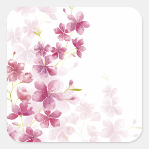 Einfach und dennoch elegant Cherry Blossom   Aufkl Quadratischer Aufkleber