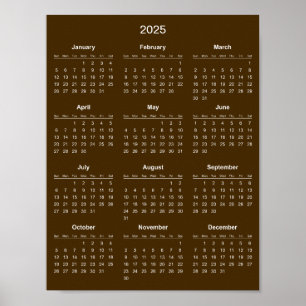 Einfach und Elegant 2025 Kalender    Poster