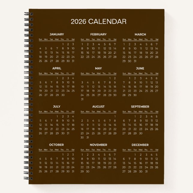 Einfach und Elegant 2026 Kalender |  Notizbuch (Vorderseite)