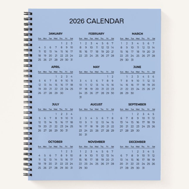 Einfach und Elegant 2026 Kalender |  Notizbuch (Vorderseite)