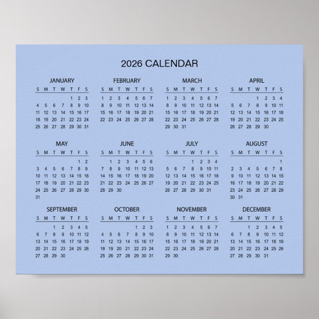 Einfach und Elegant 2026 Kalender |  Poster (Vorne)