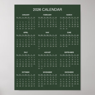 Einfach und Elegant 2026 Kalender    Poster