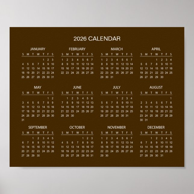 Einfach und Elegant 2026 Kalender |  Poster (Vorne)