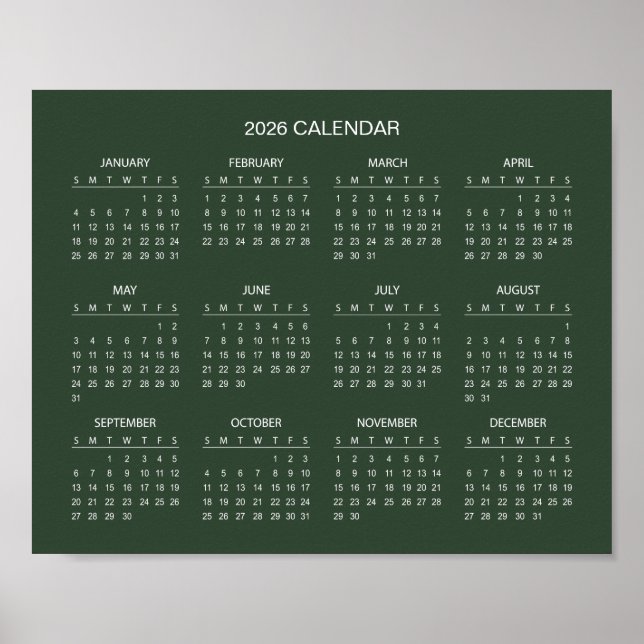 Einfach und Elegant 2026 Kalender |  Poster (Vorne)
