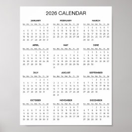 Einfach und Elegant 2026 Kalender |  Poster