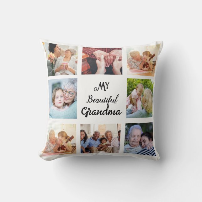 Einfach und elegant| FotoCollage für Oma Kissen (Vorderseite)
