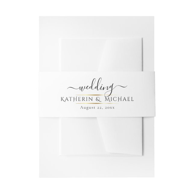 EINFACH UND ELEGANT GOLD FOIL MODERNE WEDING EINLADUNGSBANDEROLE (Vorderseite Beispiel)