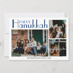 Einfach und Elegant Hanukkah Familienfoto-Collag Feiertagskarte