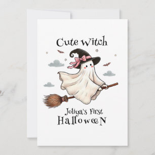 Einfach und elegant Niedlich Hexe erstes Halloween Einladung