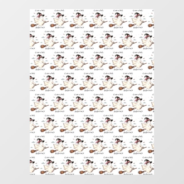 Einfach und elegant Niedlich Hexe erstes Halloween Fensteraufkleber (Blatt)