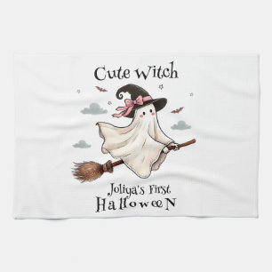 Einfach und elegant Niedlich Hexe erstes Halloween Geschirrtuch