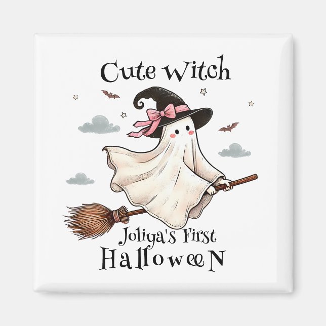 Einfach und elegant Niedlich Hexe erstes Halloween Magnet (Vorne)
