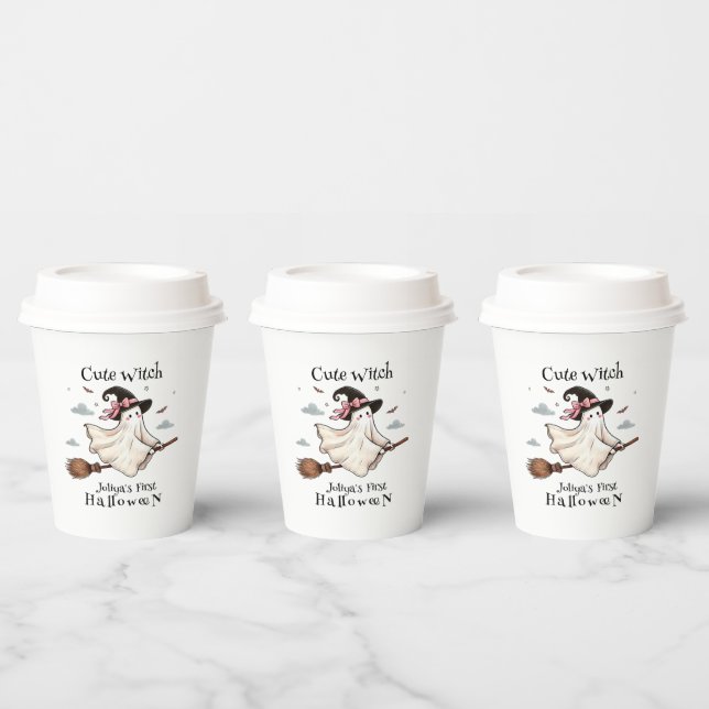 Einfach und elegant Niedlich Hexe erstes Halloween Pappbecher (Multi)