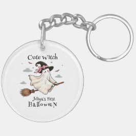Einfach und elegant Niedlich Hexe erstes Halloween Schlüsselanhänger