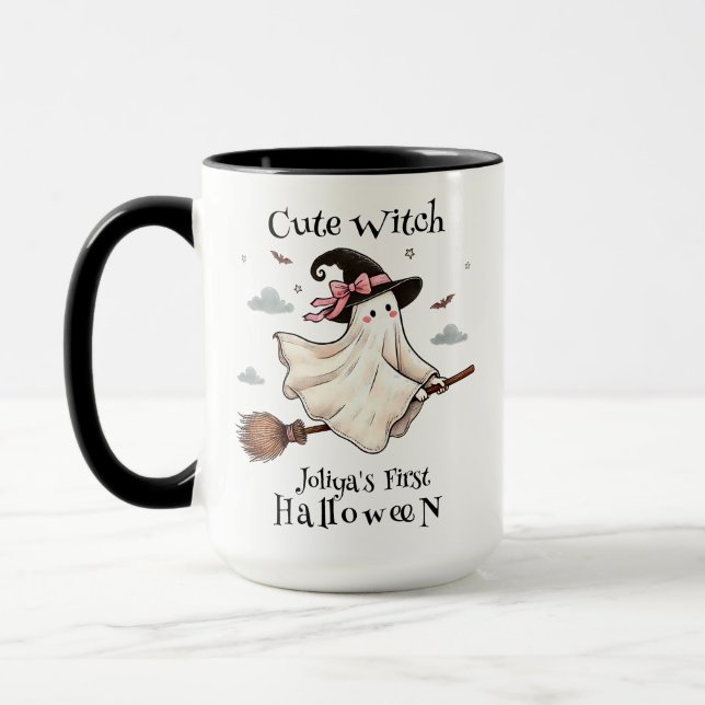 Einfach und elegant Niedlich Hexe erstes Halloween Tasse (Links)