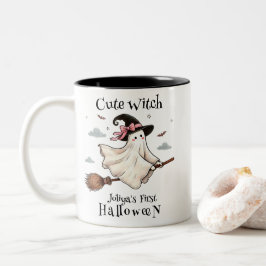 Einfach und elegant Niedlich Hexe erstes Halloween Zweifarbige Tasse