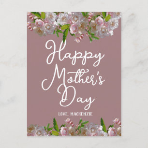 Einfach und elegant   Pink Floral Mutter Days Gesc Feiertagspostkarte